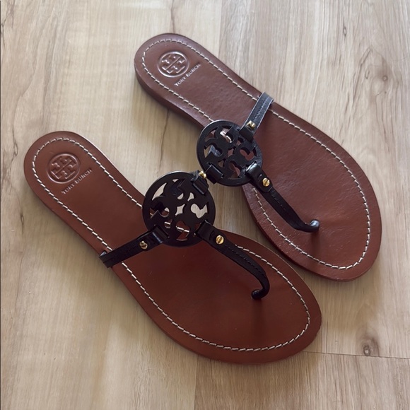 Tory Burch Shoes - Tory Burch Black and Tan Thong Sandals